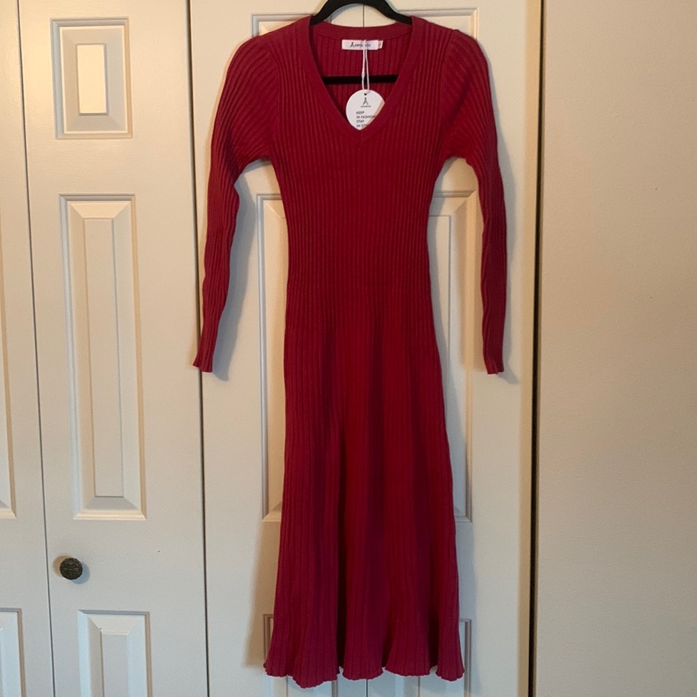 ANABESS wine red dress